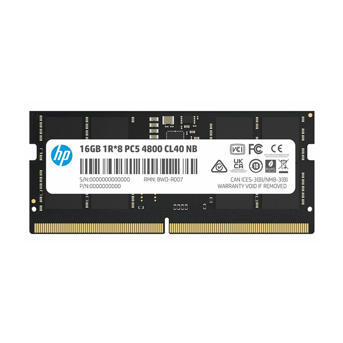 MEMORIA SODIMM DDR5 HP (6H310AA) X1, 16GB 1X16GB 4800MHZ, BLACK, CL40