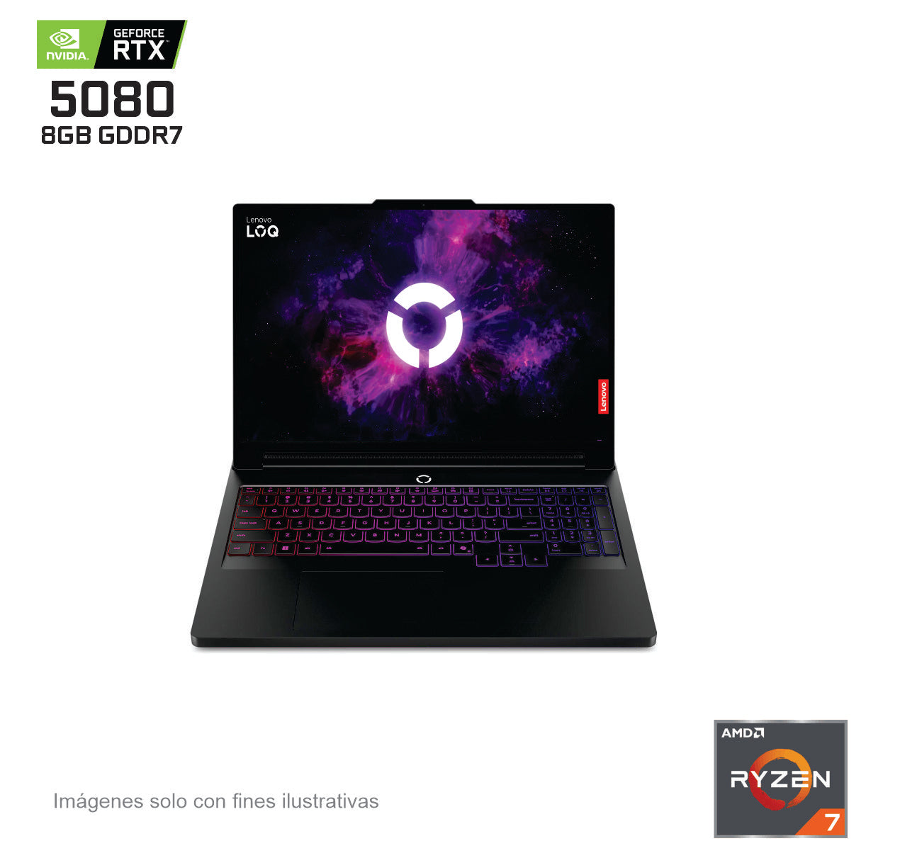 LENOVO LEGION 5 15AHP10 - AMD Ryzen 7 260, Ram 16 GB, Tarjeta de video NVIDIA GeForce RTX 5050 8GB GDDR7, Windows 11 home, 1 TB SSD, 15.3 pulgadas.