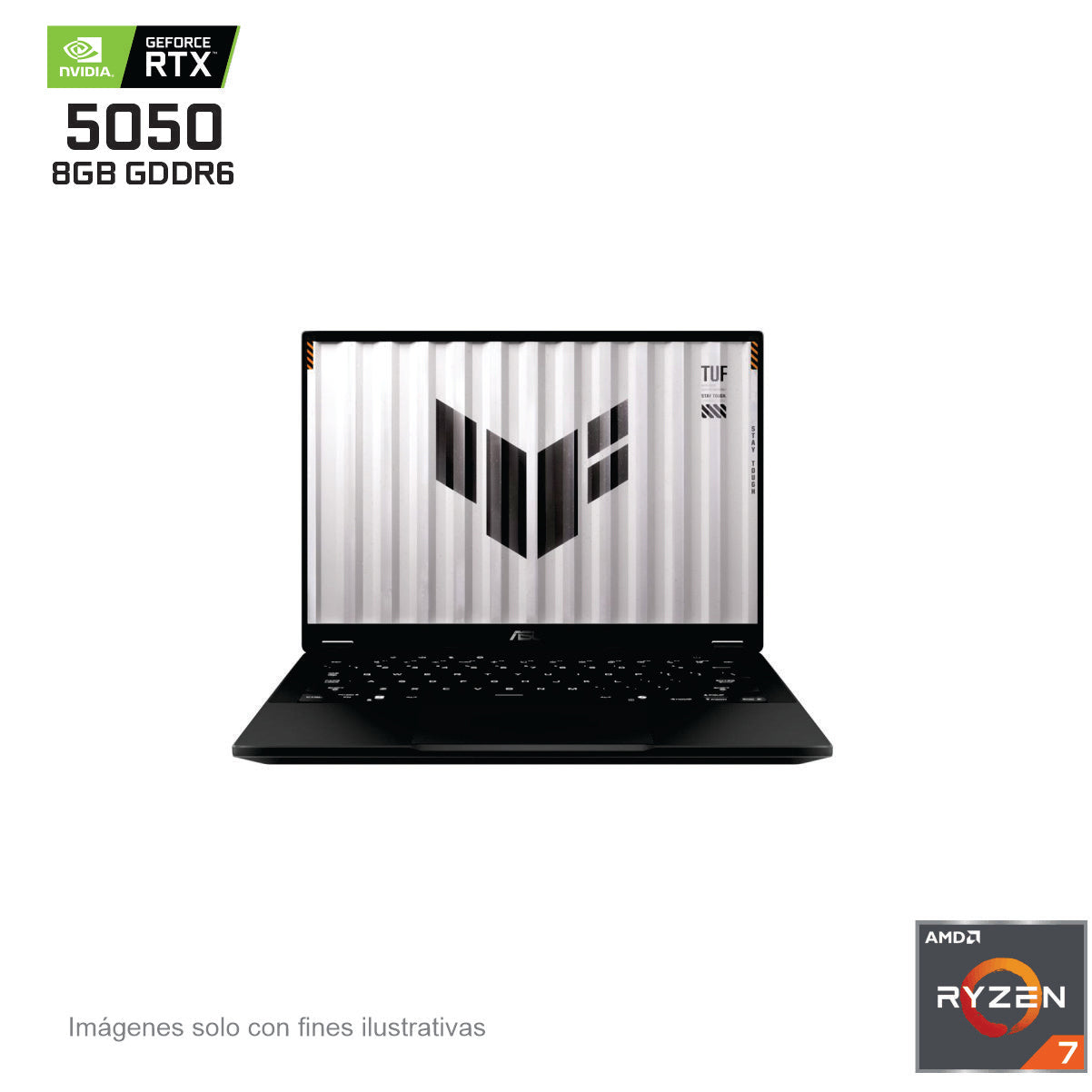 Laptop Asus TUF Gaming A14 14 pulgadas WQXGA 165Hz AMD Ryzen 7 260 NPU 16 TOPS 16GB 512GB RTX5050 8GB W11 Home Wi-Fi 6E -