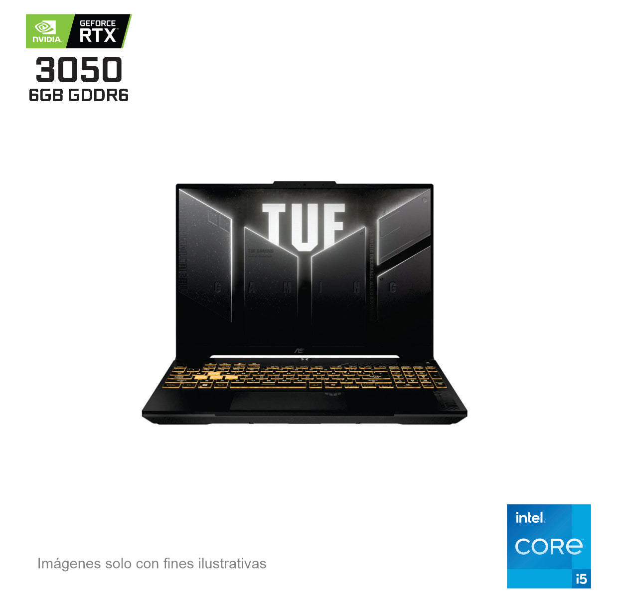 Laptop Asus TUF Gaming 16 pulgadas Core 5 210H 16GB 512GB PCIE G4 SSD NV RTX3050 6GB Windows 11 Home -