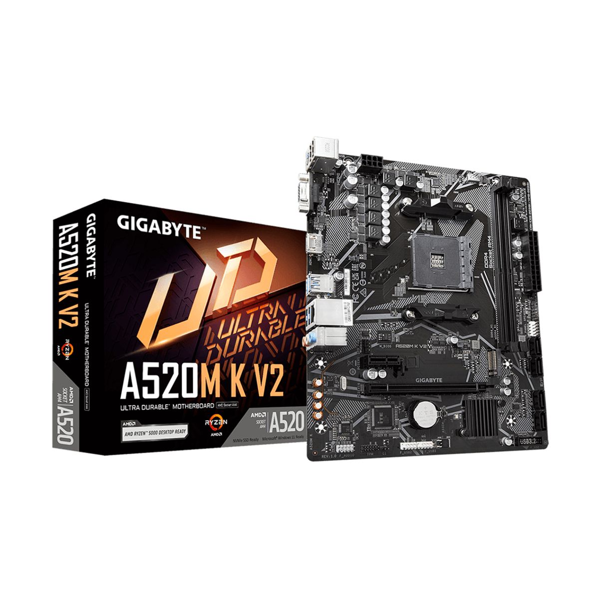 MOTHERBOARD GIGABYTE (A520M K V2) SOCKET AM4, 2*DDR4, HDMI, PCIE 3.0, M.2, MICRO ATX, VGA
