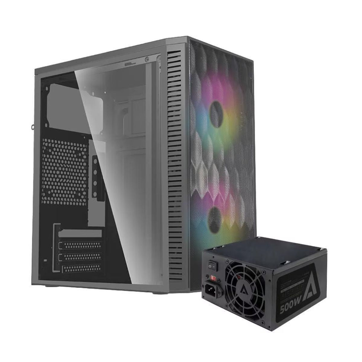 GABINETE ACTECK (AC-935838) FUJI GC470,MICRO ATX,FUENTE 500W,1*USB 3.0,ACRILICO,MALLA METAL,NEGRO