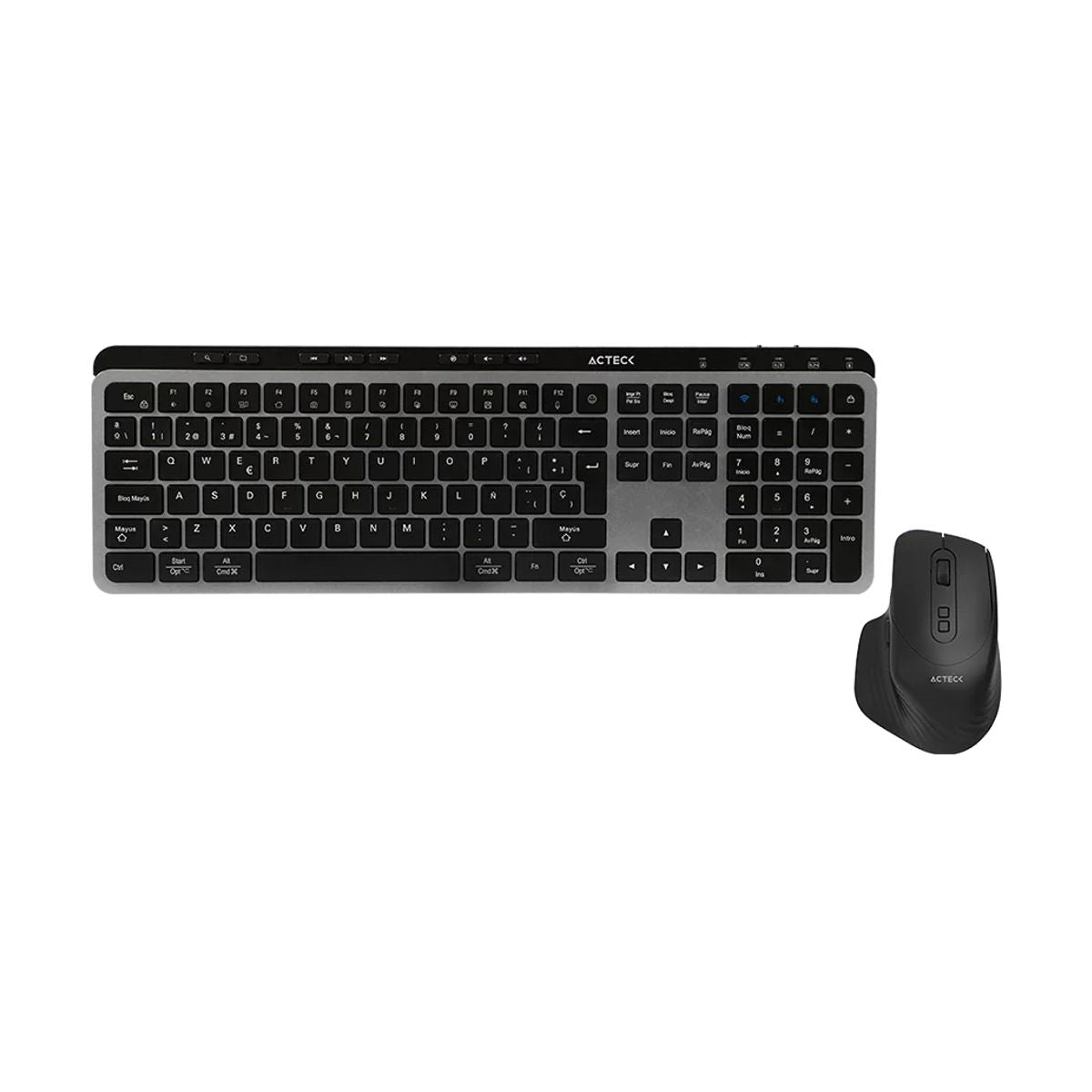 KIT TECLADO Y MOUSE INALAMBRICO ACTECK (AC-940160) CREATOR KREA MK755,2.4GHZ + 2 BT, 2000DPI,RECARGABLE,NEGRO-GRIS