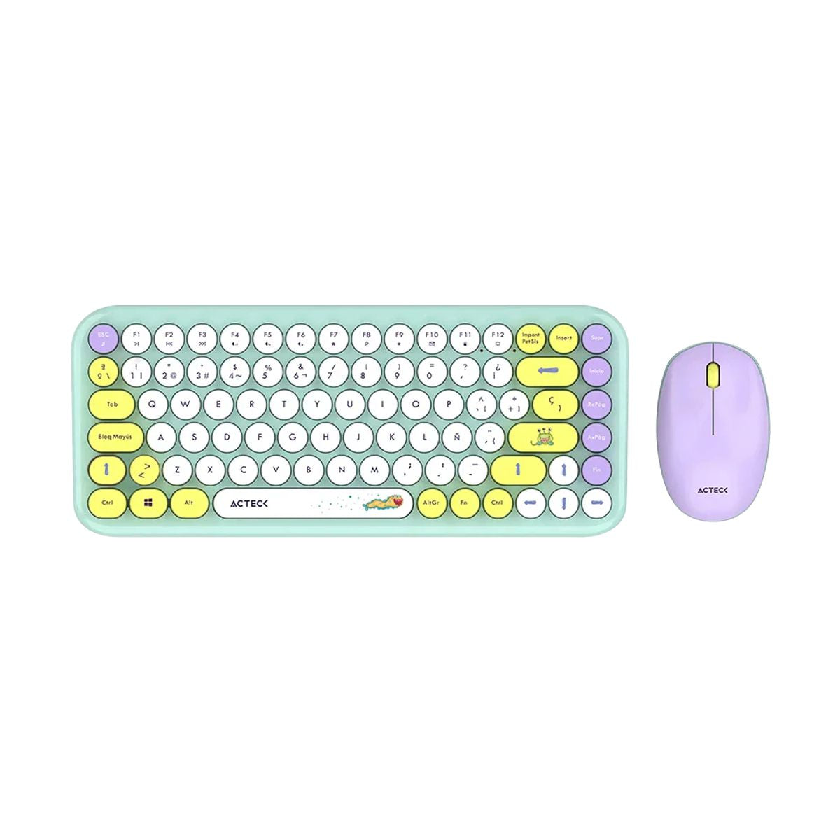 KIT TECLADO Y MOUSE INALAMBRICO ACTECK (AC-940238) MK480 CHIC K-COLORS,RF USB,85 TECLAS,65%,VERDE