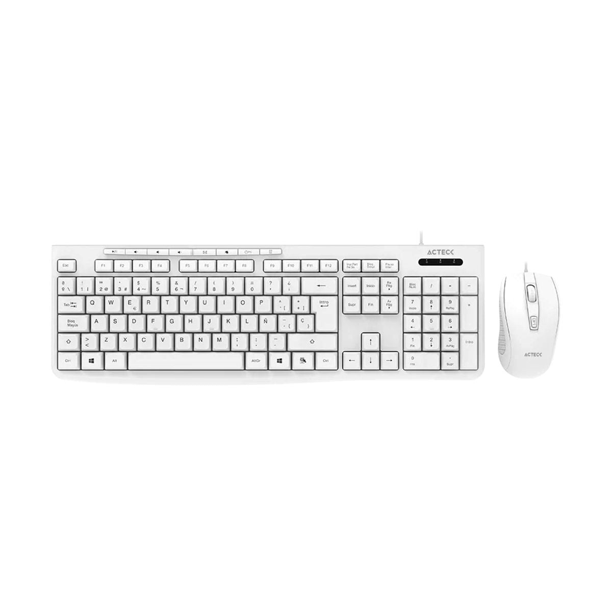 KIT TECLADO Y MOUSE ALAMBRICO ACTECK (AC-941792) CREATOR PRIME MK455,USB,105 TECLAS,1600DPI,BLANCO