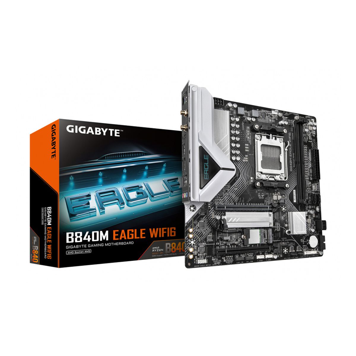 MOTHERBOARD GIGABYTE (B840M EAGLE WIFI6) SOCKET AM5,2*DDR5 5200MHZ,HDMI,DP,WIFI6,BT,MICRO ATX