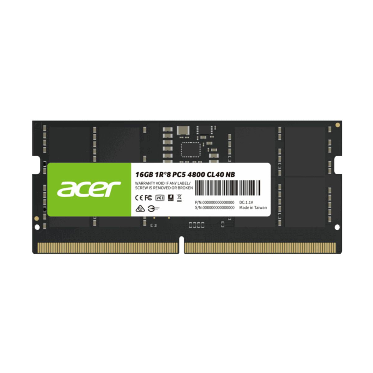 MEMORIA SODIMM DDR5 ACER (BL.9BWWA.414) SD200, 16GB 1X16GB, 5600MHZ, BLACK, CL46