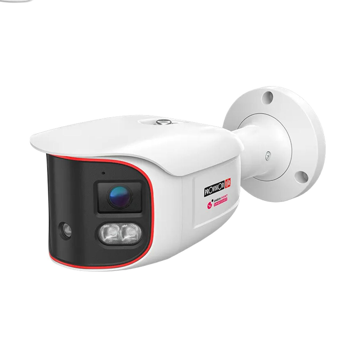 Camara Bala panoramica IP 8 MP - Lente 2.8mm (180deg), de dia detecta hasta 20 mts, IR hasta 20 mts, LED hibrido, DDA2, Microfono incorporado, WDR, IP67