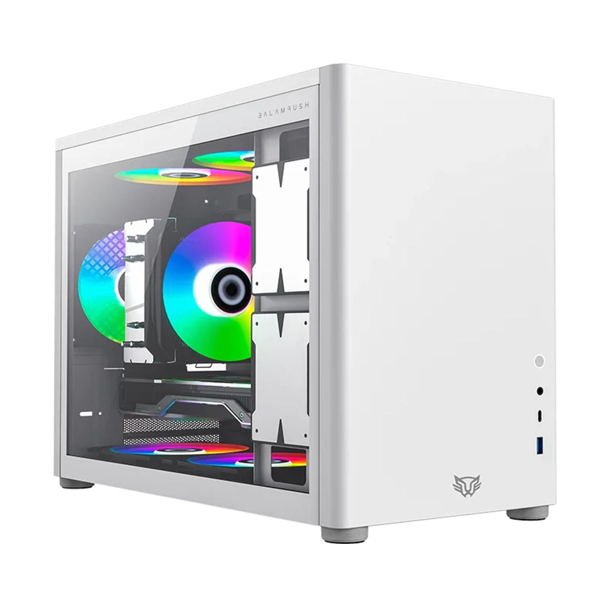 GABINETE BALAM RUSH (BR-935647) ERIS FROST GI985,MICRO ATX,1*USB 3.0,1*USB C,CRISTAL TEMP,BLANCO