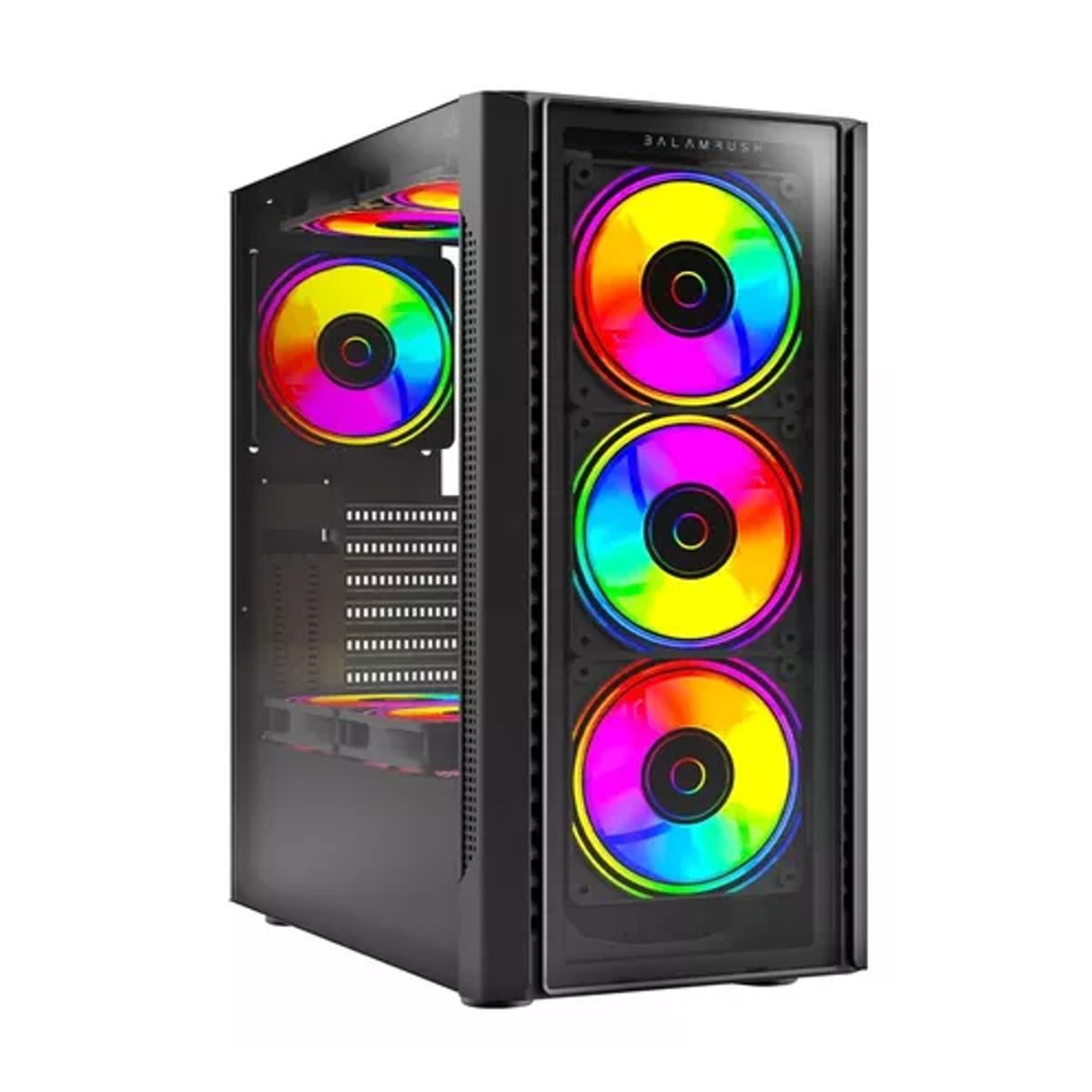 GABINETE BALAM RUSH(BR-935968)DRAGONFLY PERFORM AIRCOOL GM590AB,MAX ATX,S/FUENTE,PANEL IZQ CRISTAL+FRENTE MESH,NEGRO