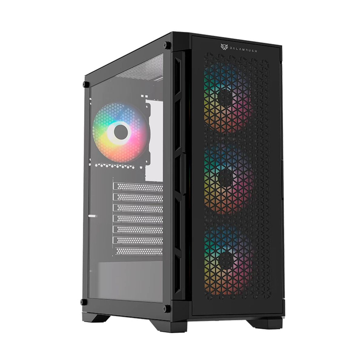 GABINETE BALAM RUSH (BR-938839) CARBONO TWIN MATE 5000,MICRO ATX,1*USB 3.0,DOBLE PANEL,4 FAN,NEGRO