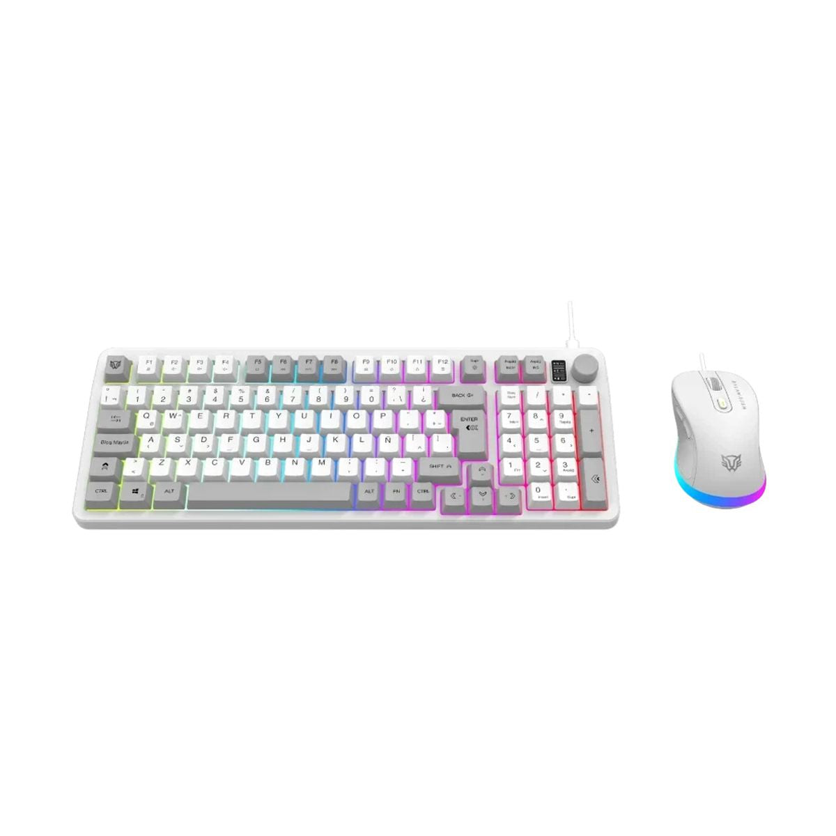 KIT TECLADO Y MOUSE ALAMBRICO BALAM RUSH (BR-940450) SQUAD CONQUEST KG515,7200 DPI,97 TECLAS,85%,BLANCO