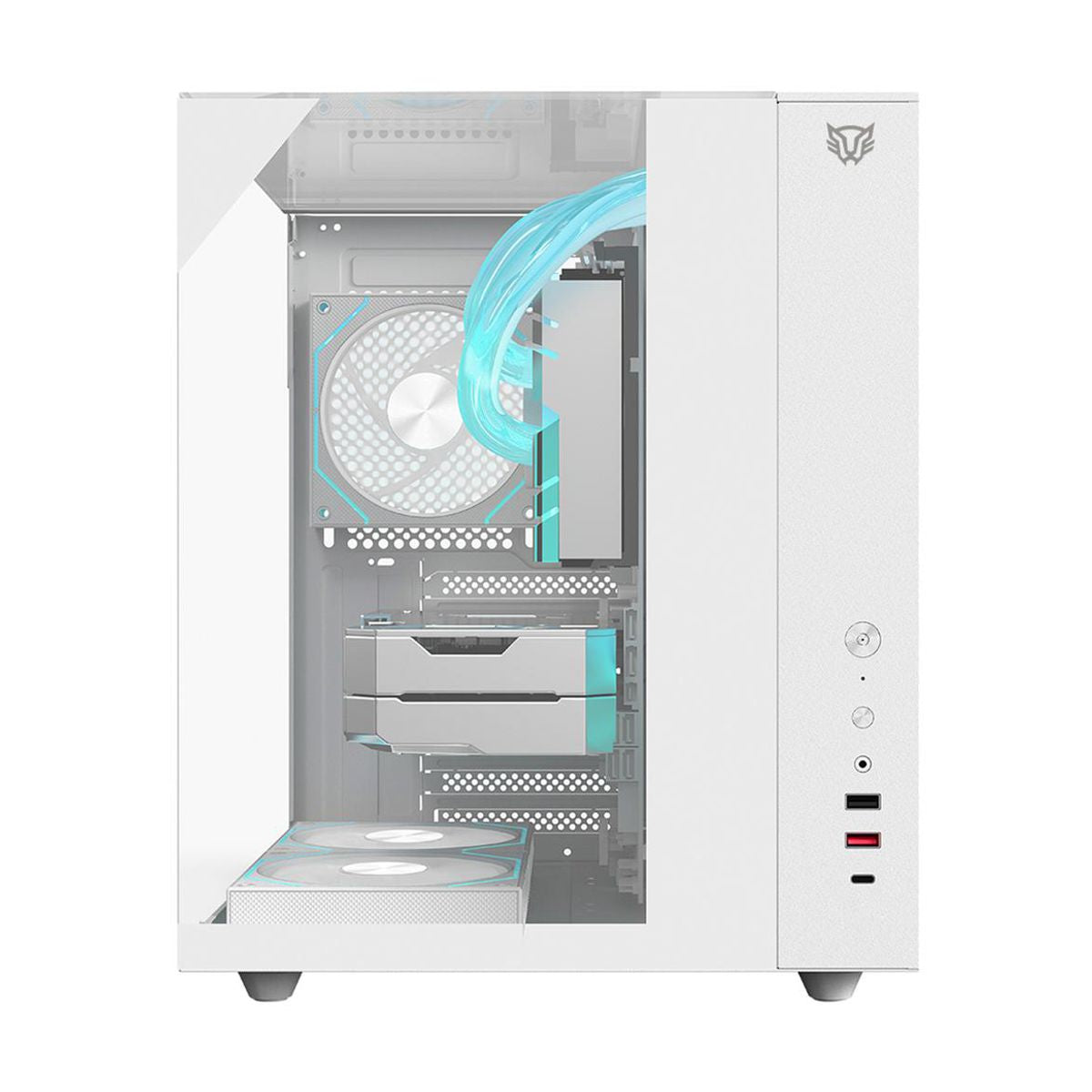 GABINETE BALAM RUSH(BR-941532)TANK MAJESTIC 6600,ATX,1*USB 3.0,CRISTAL TEMP,FAN 3*120MM,ARGB,BLANCO