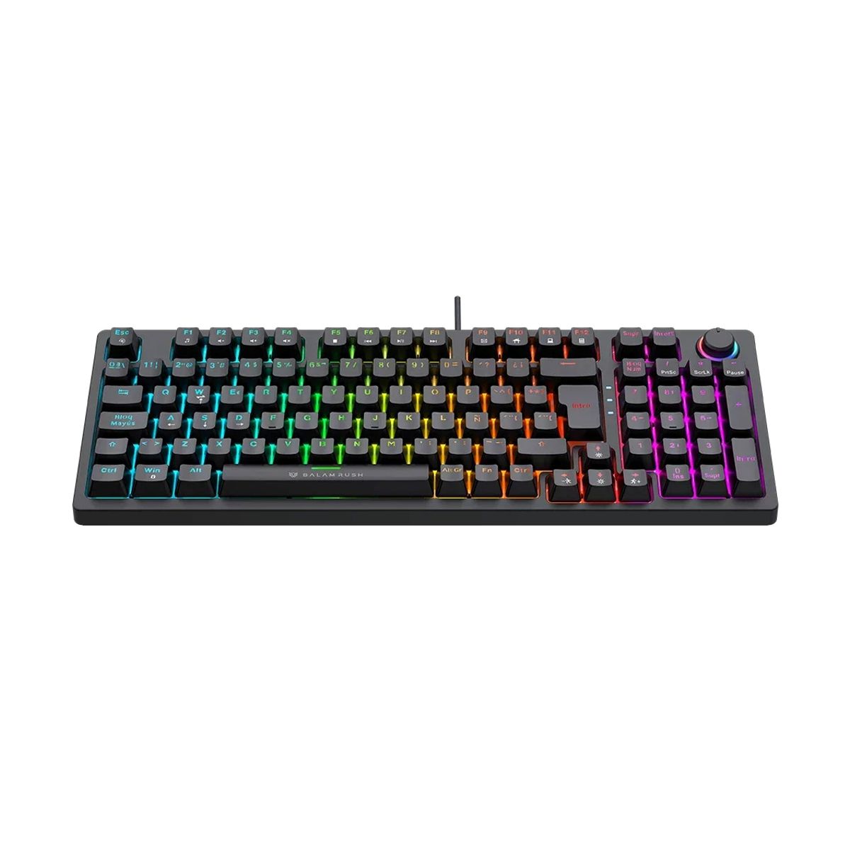 TECLADO ALAMBRICO BALAM RUSH(BR-945776)DOMINATE X PRO GK777,TECLADO 90%,USB A,PERILLA,MECANICO,NEGRO