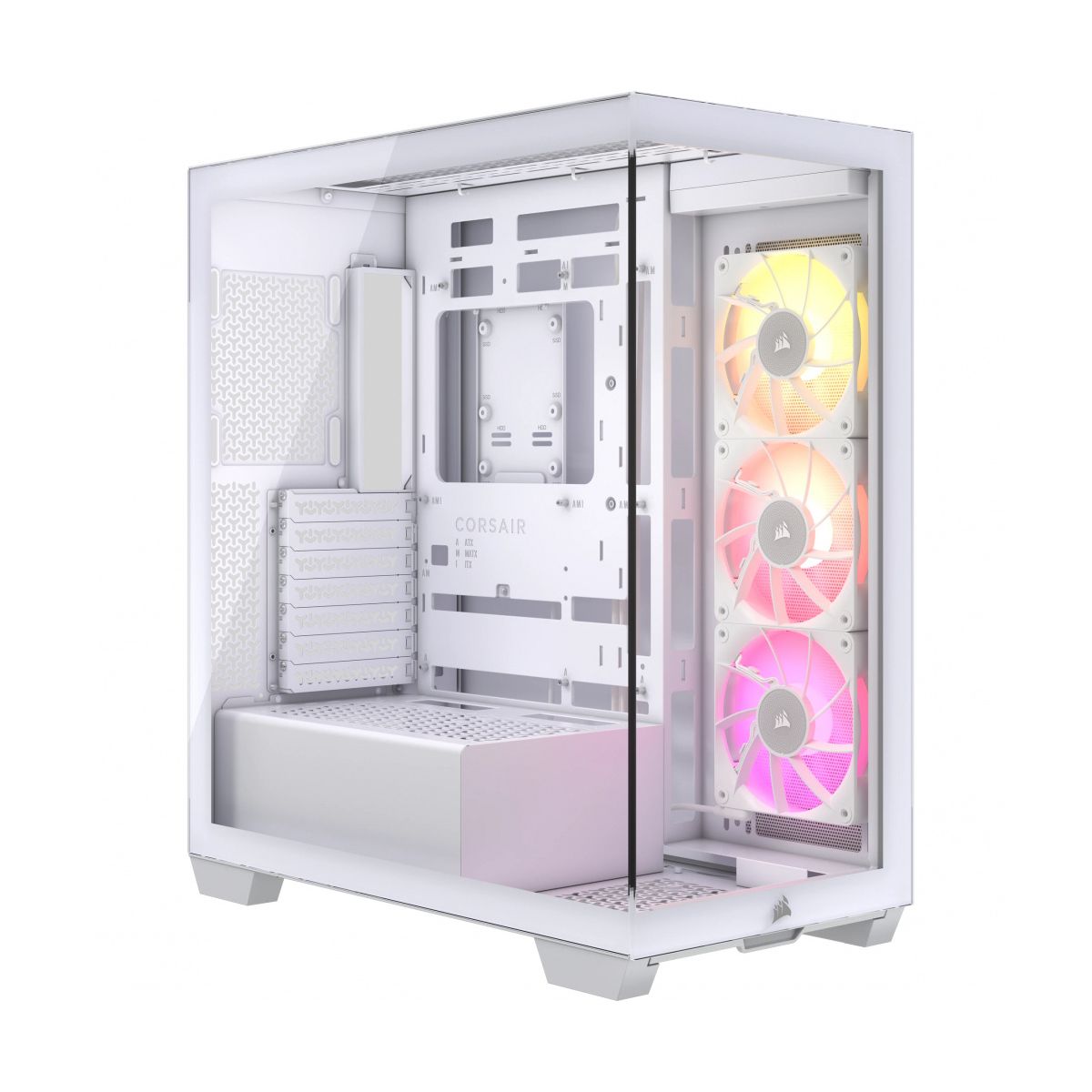 GABINETE CORSAIR (CC-9011281-WW) ICUE LINK 3500X RGB,BLANCO,CRISTAL TEMPLADO,MED-TORRE,SIN FUENTE