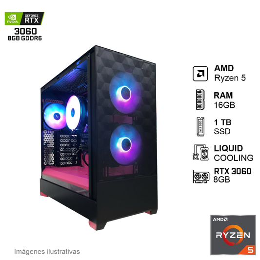 PC Gamer RTX 3060 AMD Ryzen 5600 16GB de RAM 1TB SSD NVME 650W WIFI