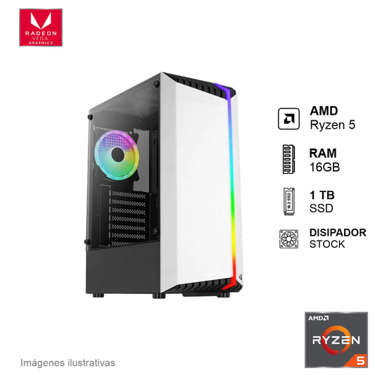 PC Gamer AMD Ryzen 5 5600G Memoria RAM de 16GB 1TB SSD 600W WIFI