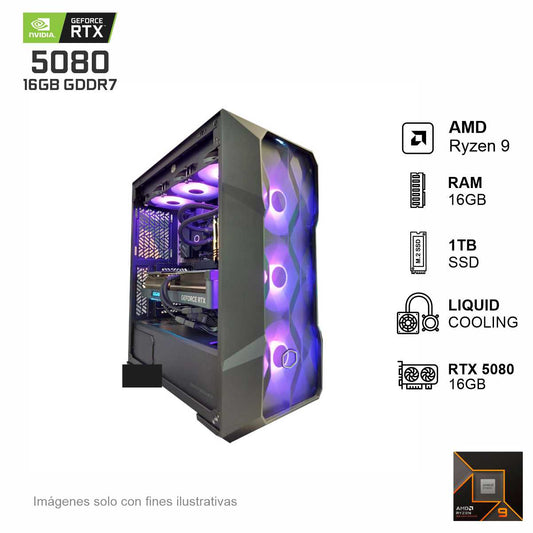 PC Gamer RTX 5080 AMD Ryzen 9 9900X 64GB de RAM 2TB SSD NVME 850W WIFI