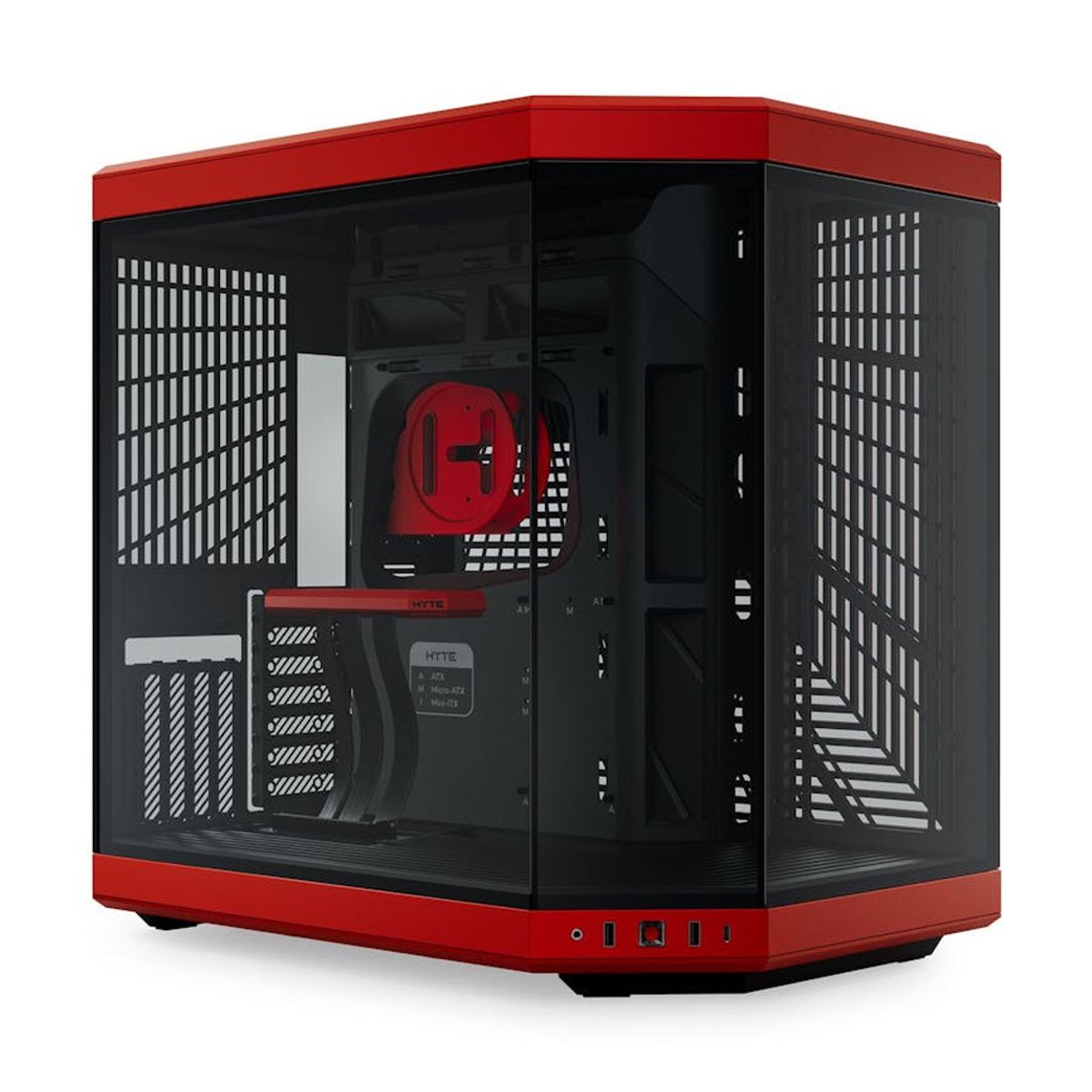 GABINETE HYTE (CS-HYTE-Y70-BR) Y70 EDICION ESTANDAR,MEDIA TORRE,CABLE RISER INCL,NEGRO/ROJO,S/FUENTE