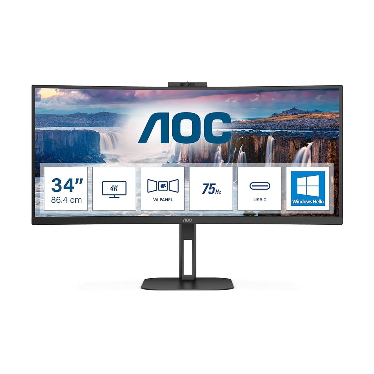Monitor AOC CURVO Modelo CU34V5CW/BK Brillo 300CD/M2 (MPRT) Tiempo de respuesta 4ms -