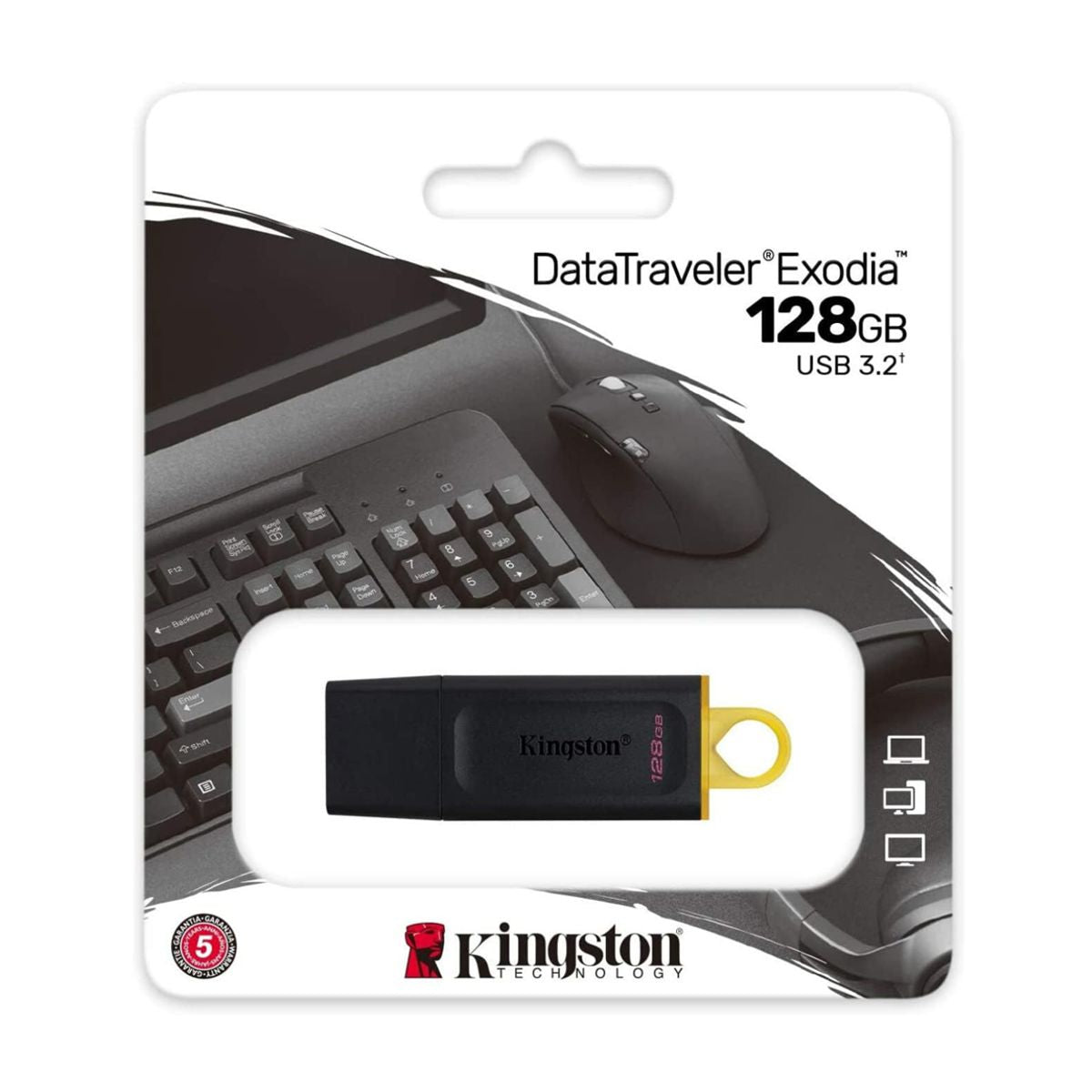 MEMORIA USB KINGSTON (DTX/128GB) 128GB DATA TRAVELER EXODIA, PLASTICA, NEGRO USB 3.2