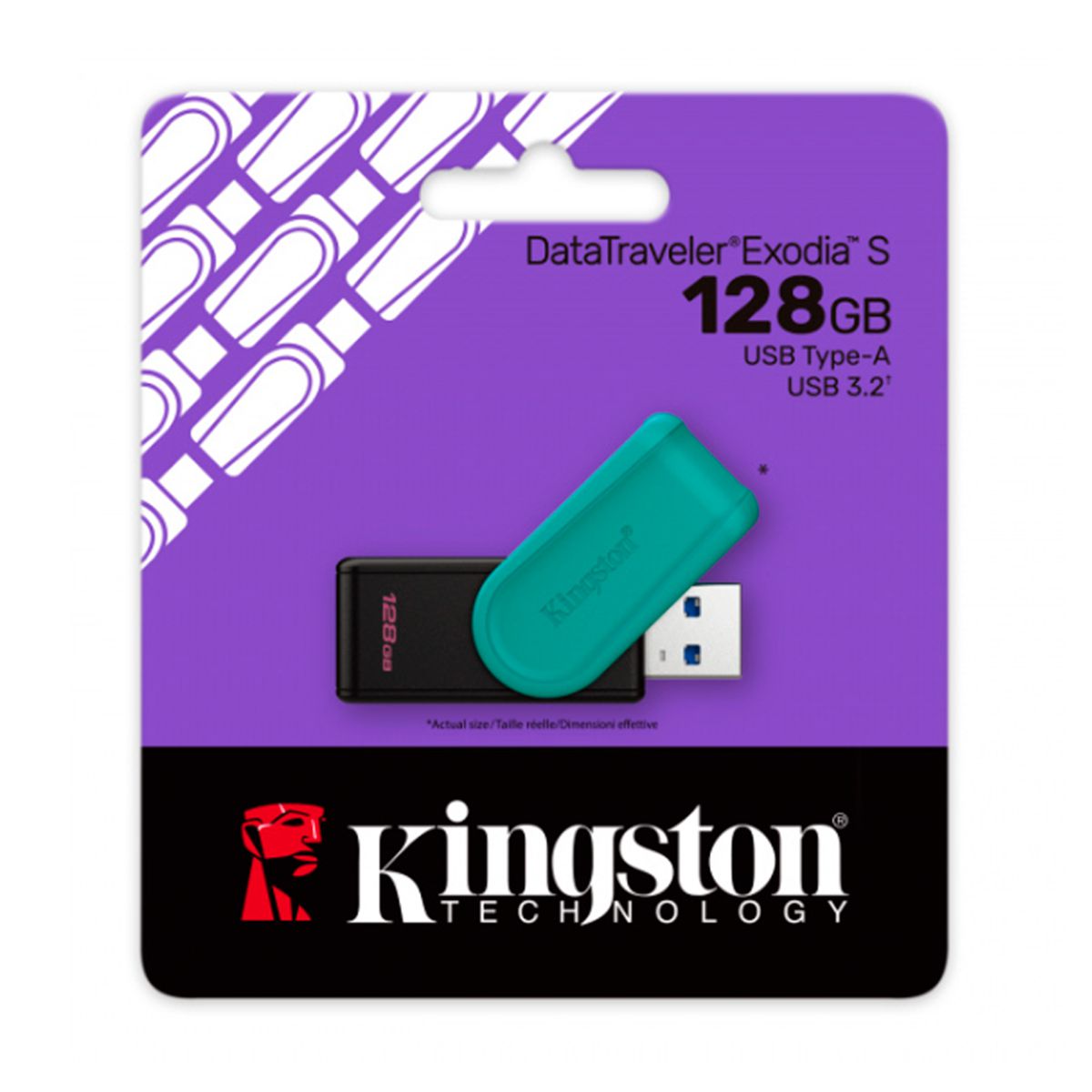 MEMORIA USB KINGSTON (DTXS/128GB) 128GB DATA TRAVELER EXODIA S, PLASTICA, NEGRO/TURQUESA USB-A 3.0