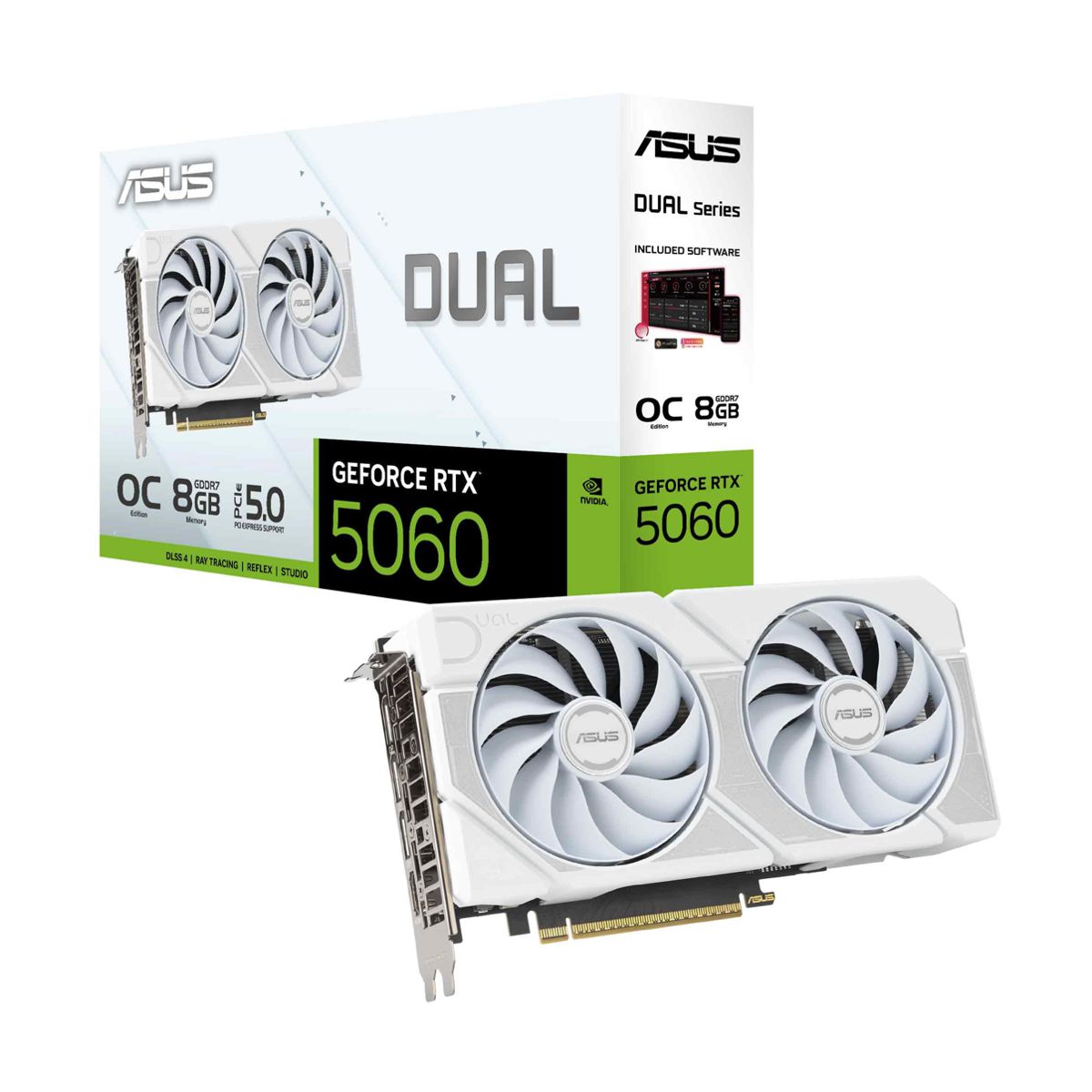 TARJETA DE VIDEO ASUS (DUAL-RTX5060-O8G-WHITE) 8GB GDDR7, 128BIT, PCI-E 5.0, HDMI, 3*DP, DUAL FAN