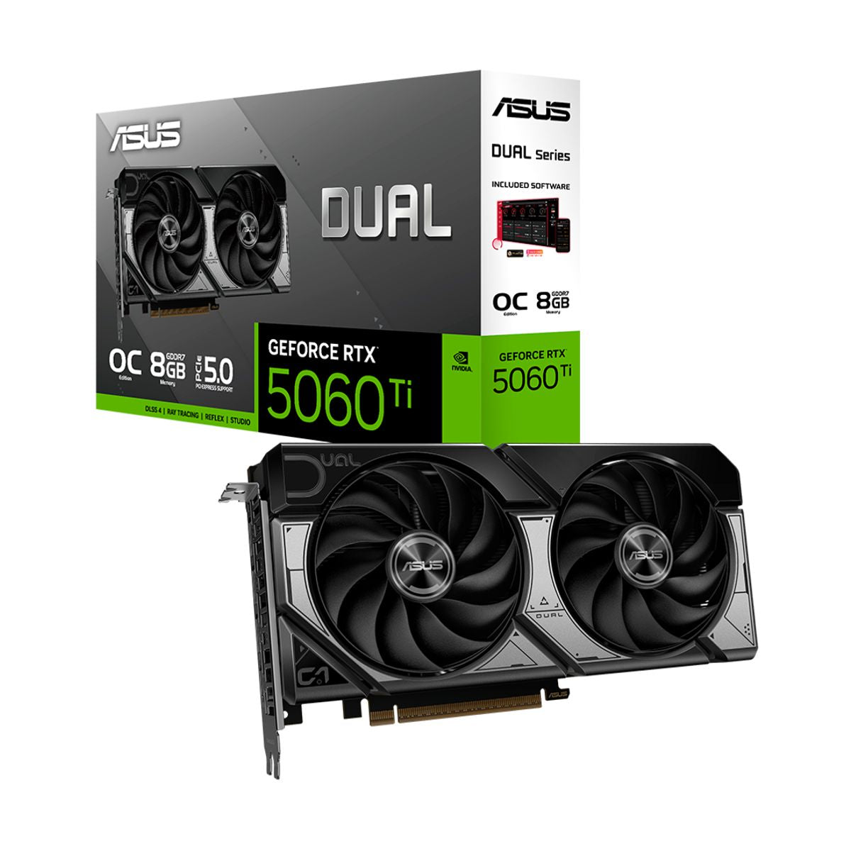 TARJETA DE VIDEO ASUS (DUAL-RTX5060TI-O8G) 8GB GDDR7, 128BIT, PCI-E 5.0, HDMI, 3*DP, DUAL FAN