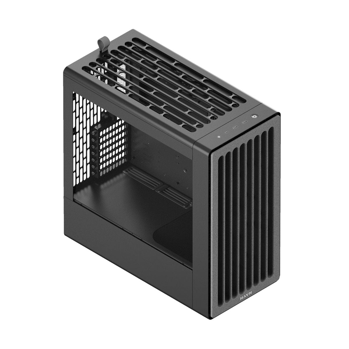 GABINETE HAVN (BF 360 BLACK) MEDIA TORRE, CRISTAL TEMPLADO, NEGRO