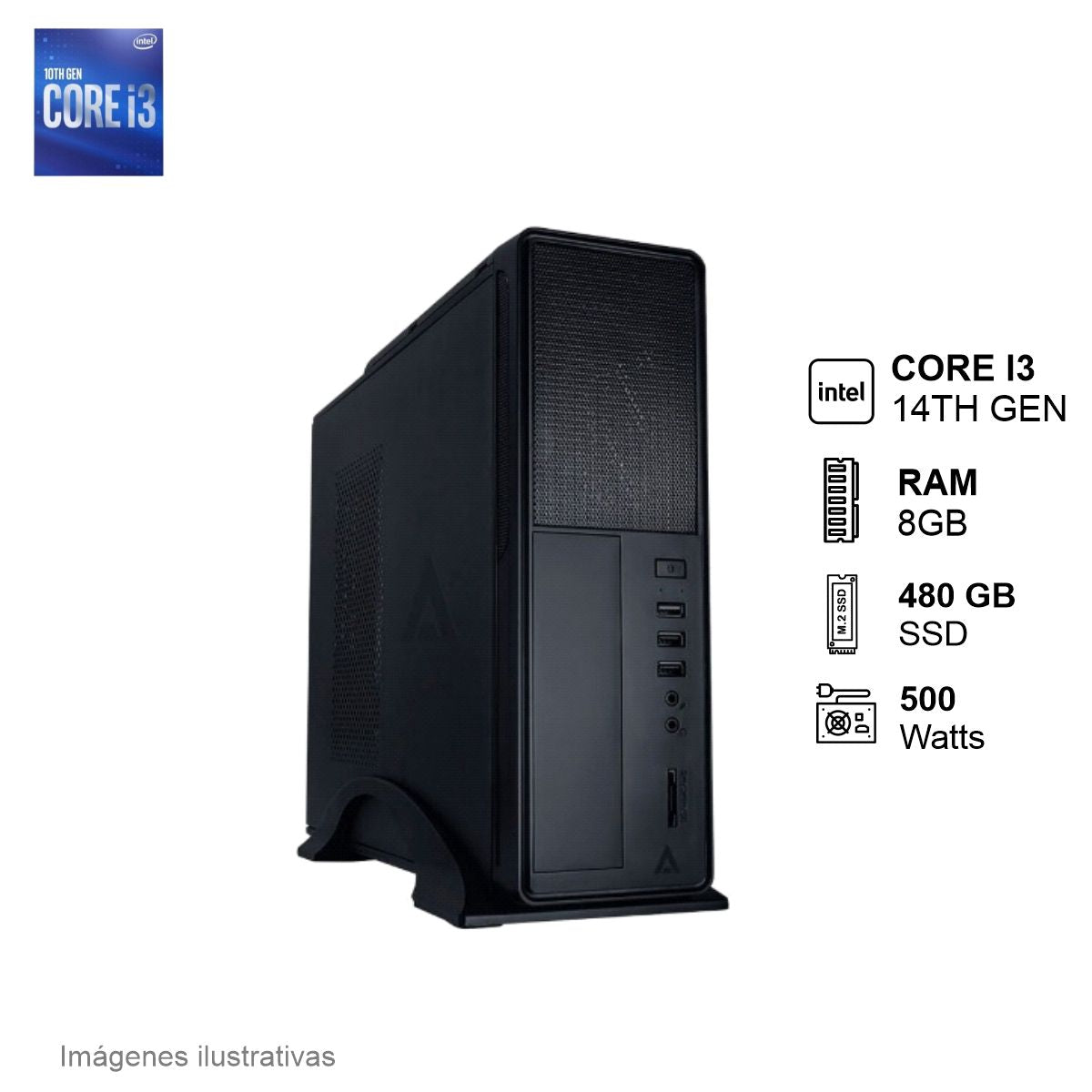 PC Intel Core I3 12100 8GB de RAM 480GB SSD 500W WIFI