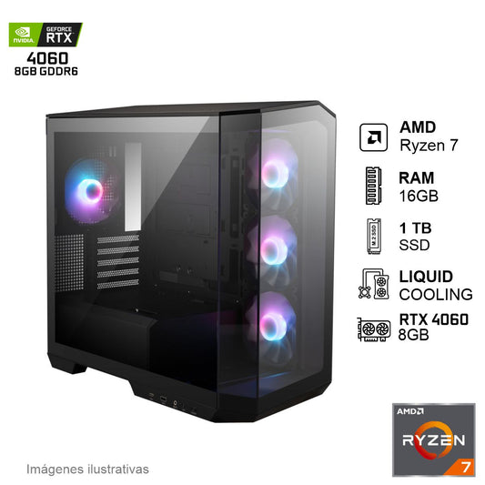 PC Gamer RTX 4060 AMD Ryzen 7 5800X 16GB de RAM 1TB SSD NVME 650W WIFI