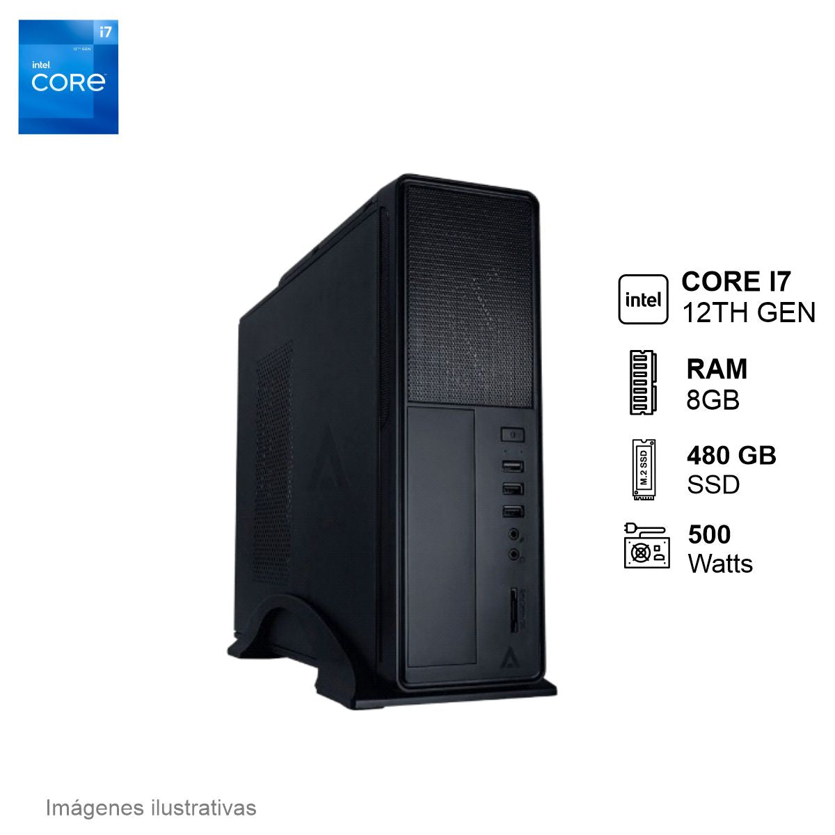 PC Intel Core I7 12700 8GB de RAM 480GB SSD 500W WIFI