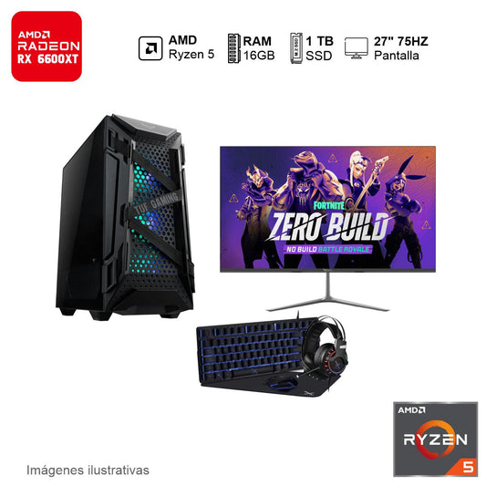 PC Gamer RX 6600XT AMD Ryzen 5 5500 16GB de RAM 1TB SSD NVME 650W WIFI