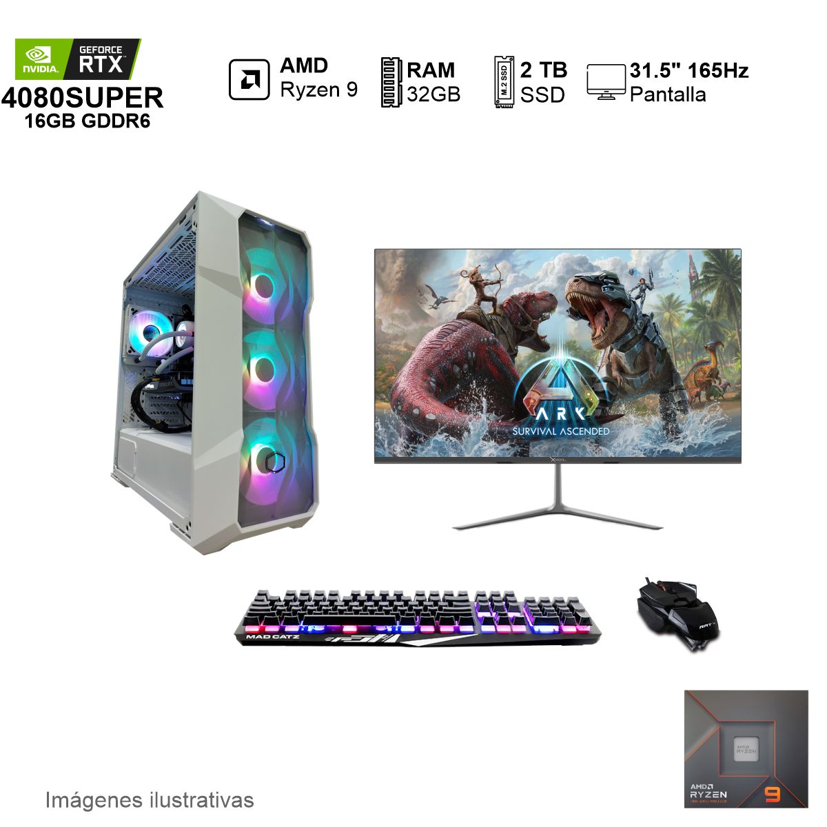 PC Gamer RTX 4080 SUPER RYZEN 9 7950X 32GB de RAM 2TB SSD NVME 850W WIFI