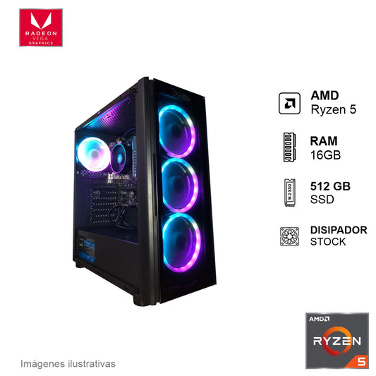 PC Gamer AMD Ryzen 5 4600G 16GB de RAM 512GB SSD 600W WIFI