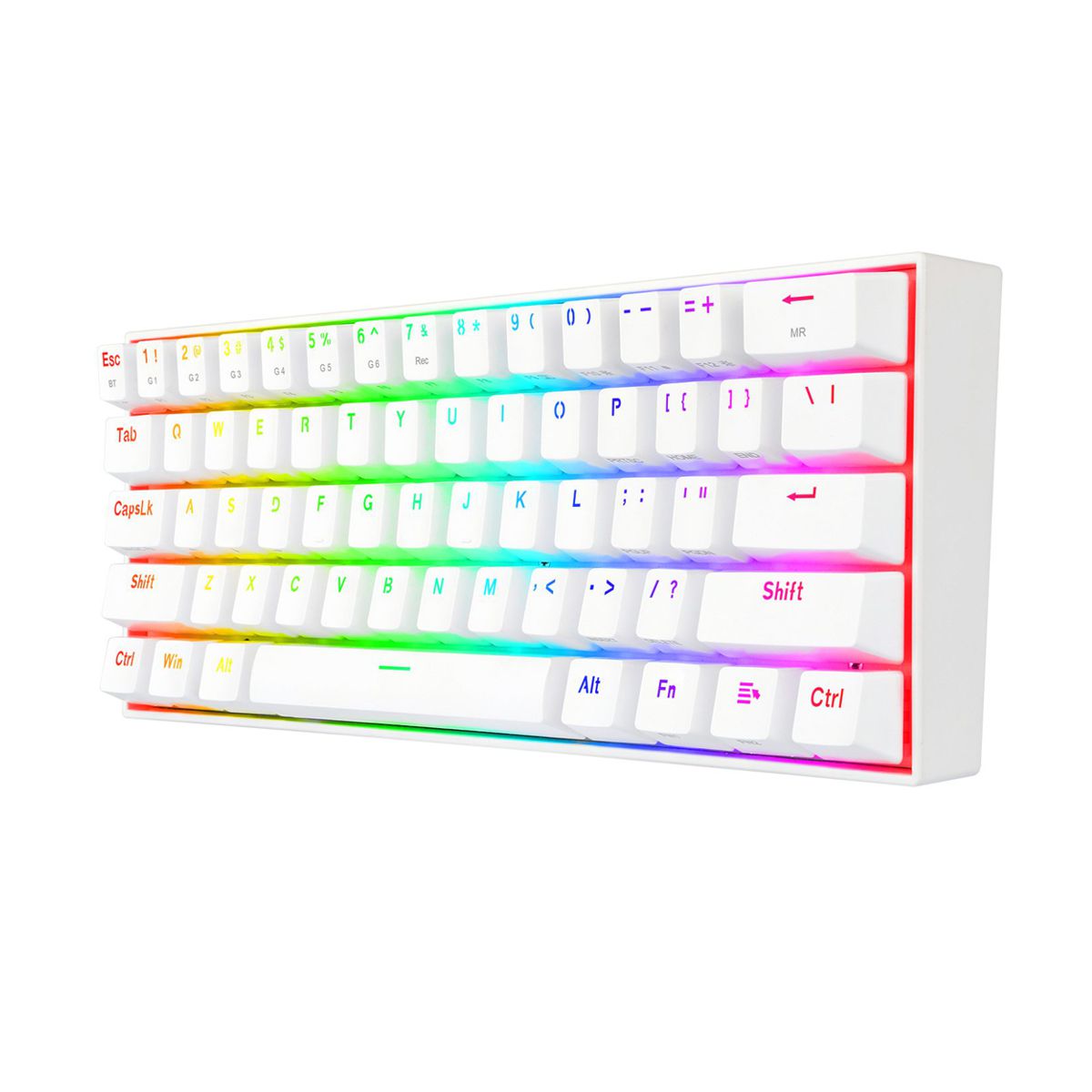 Teclado Mecanico Redragon Draconic White - Ingles, Blanco, RGB