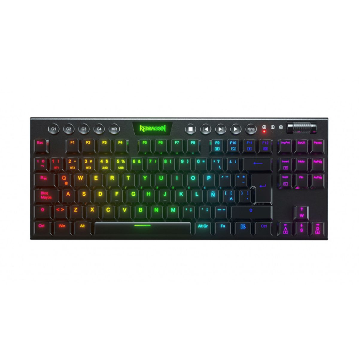 Teclado Gamer Redragon Horus K621 RGB TKL, Teclado Mecánico, Switch Redragon Blue, Alámbrico/Inalámbrico, USB/Bluetooth, Negro (Español)