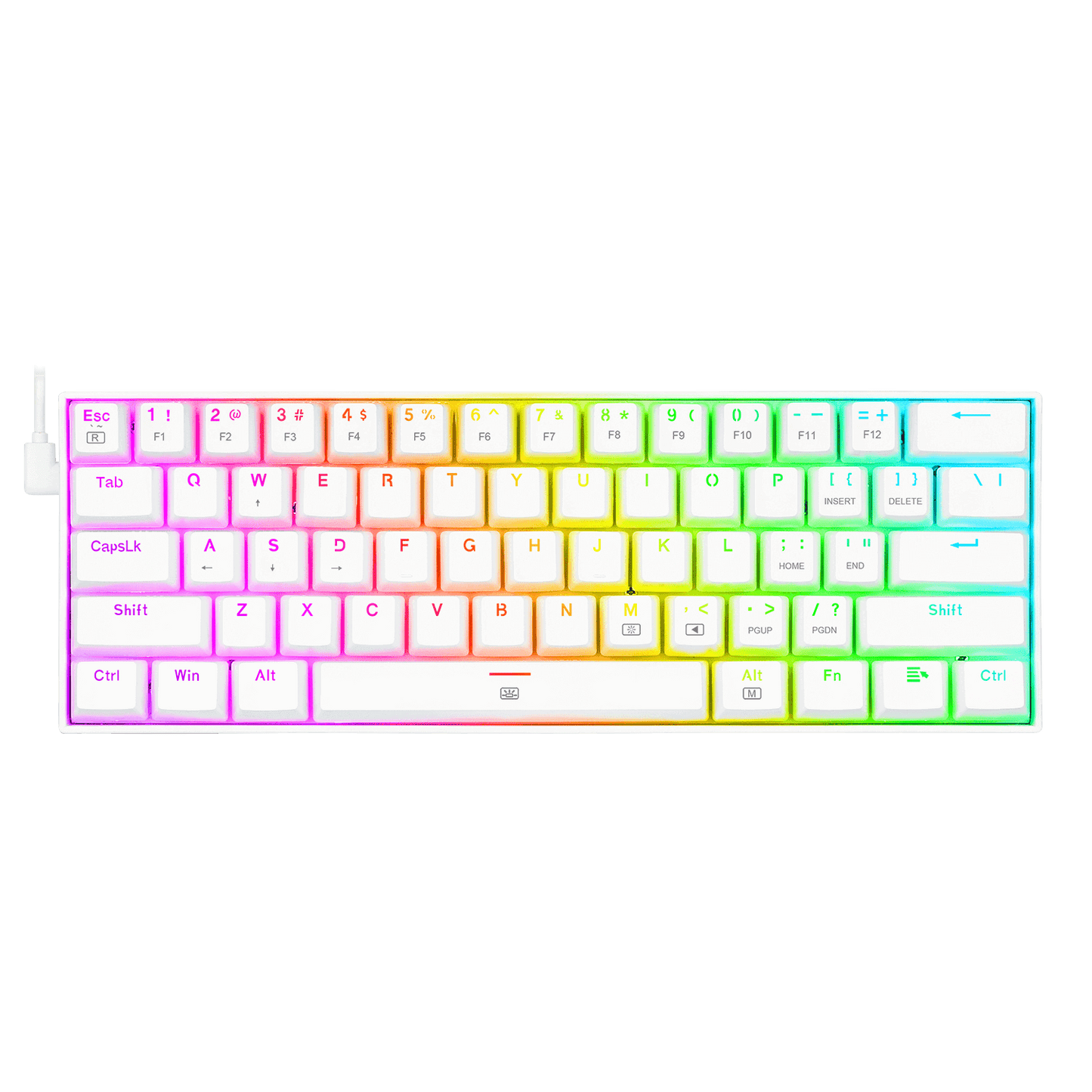 Teclado Mécanico 60% Redragon Dragonborn White K630W - Red Switch