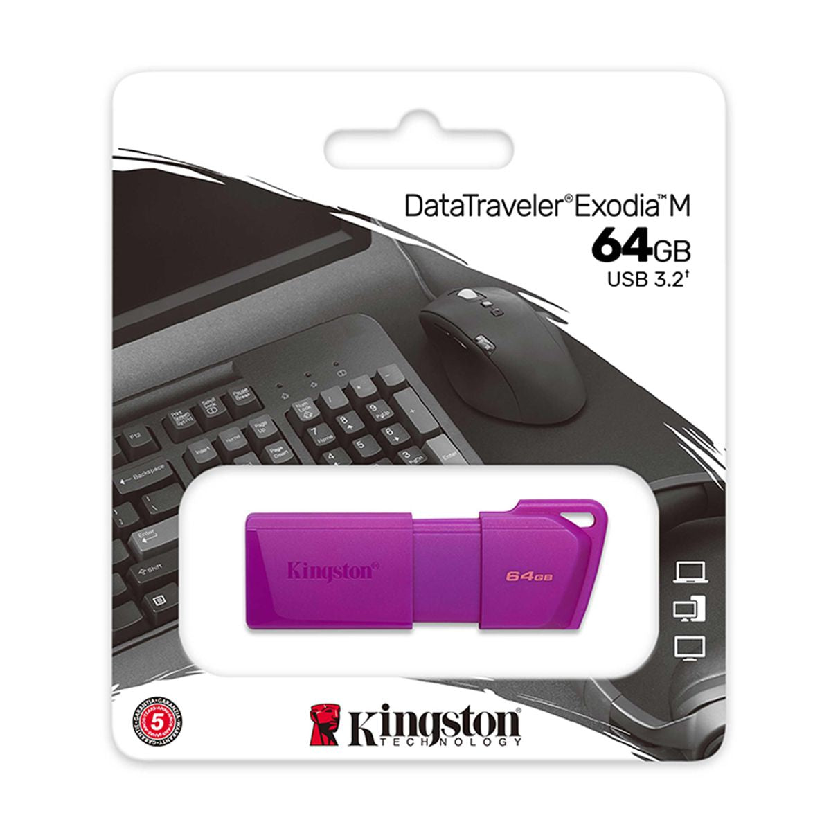 MEMORIA USB KINGSTON (KC-U2L64-7LP) 64GB DATA TRAVELER EXODIA M, PLASTICA, PURPURA USB 3.2