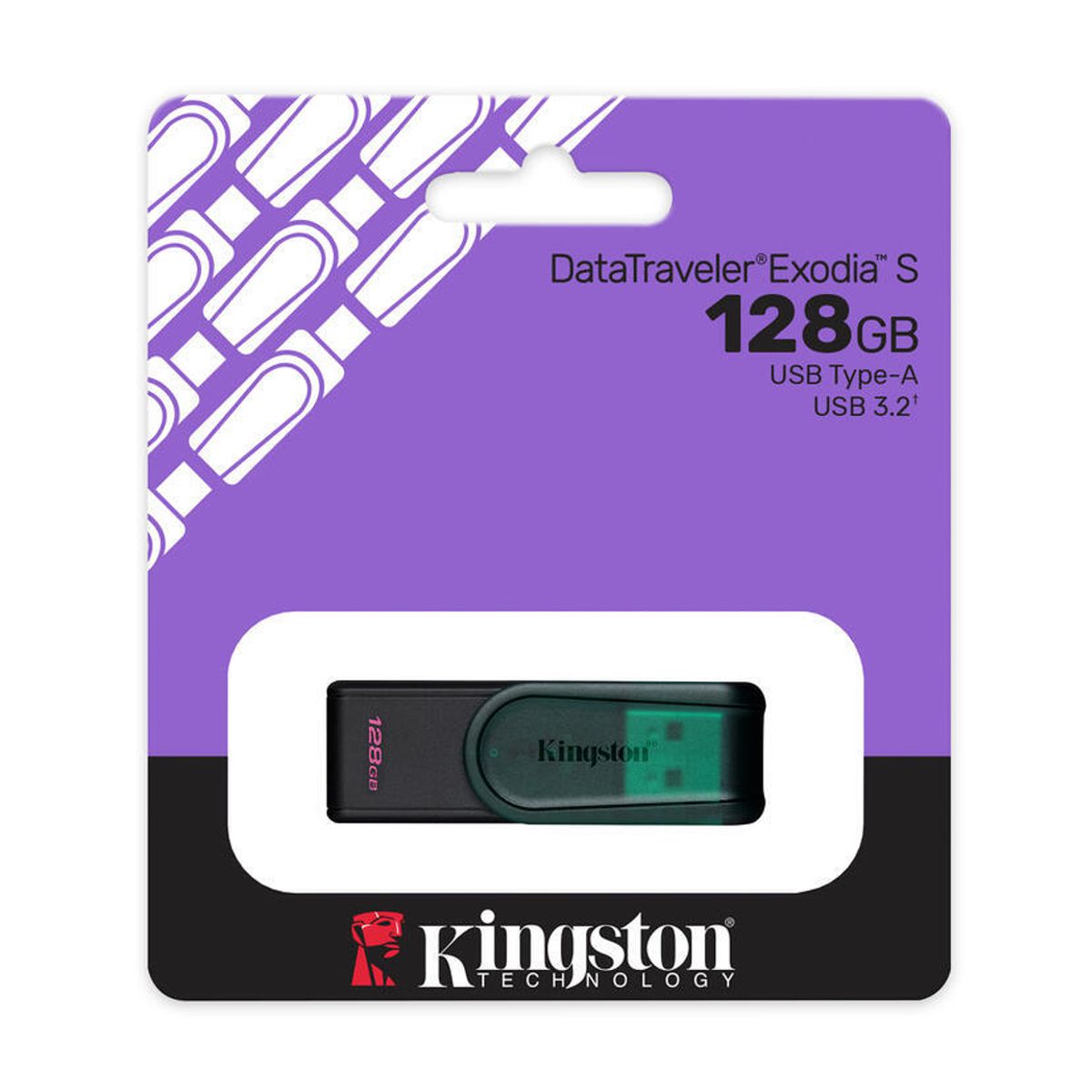 MEMORIA USB KINGSTON (KC-U3C128-7TG) 128GB, DATA TRAVELER EXODIA S PLASTICA, VERDE USB 3.2