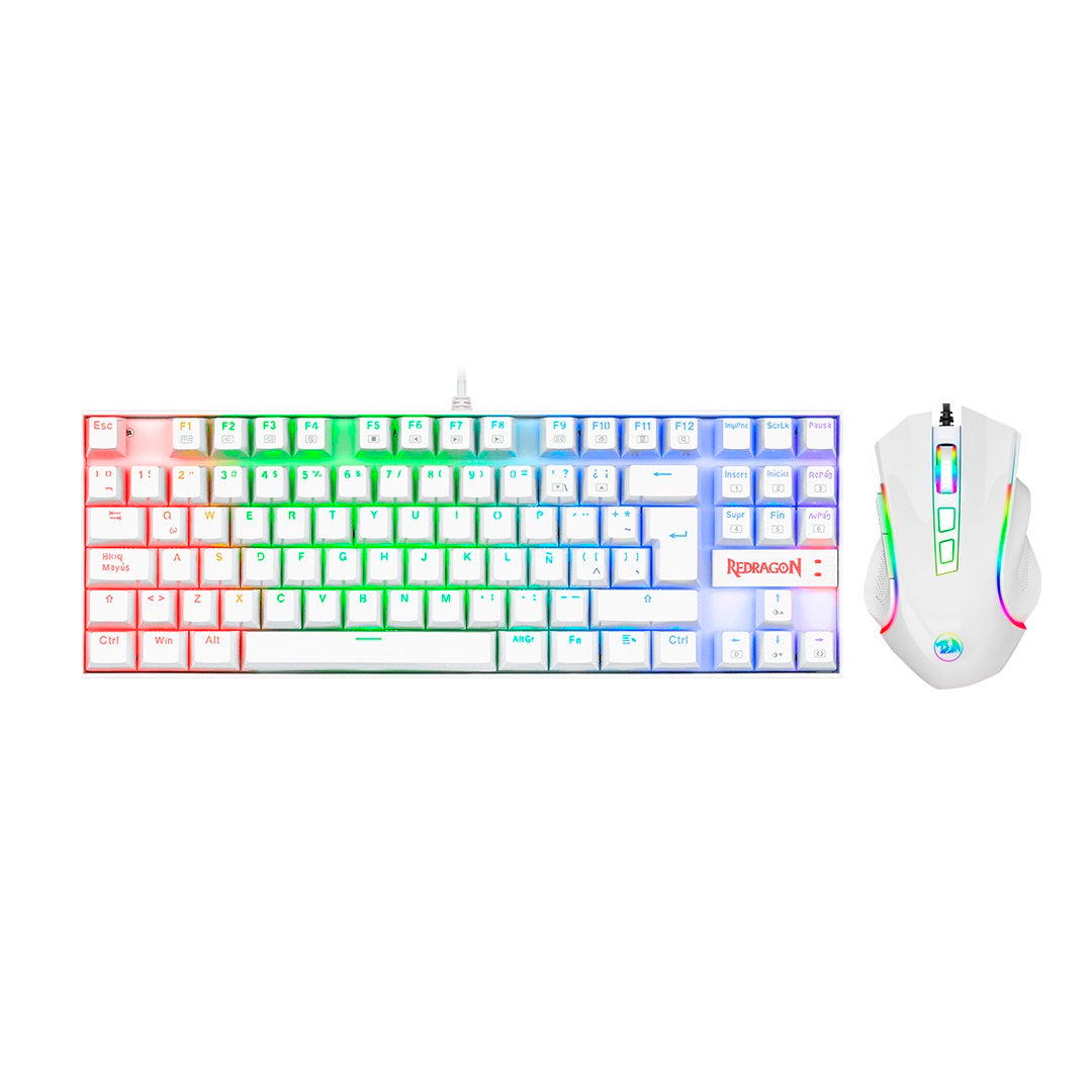 Combo Redragon K552WRGB-BA-SP - Juego, Blanco