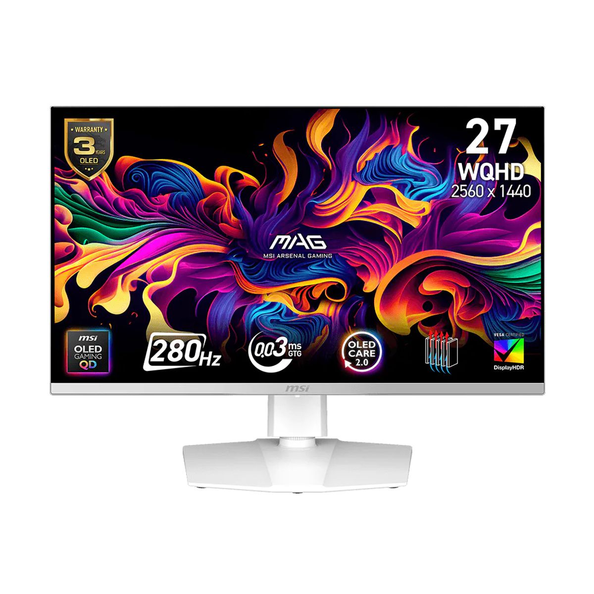 MONITOR OLED MSI 27" (MAG 272QPW QD-OLED X28) 2560X1440 WQHD,280HZ, 1*DP, 2*HDMI, 1*USB C, ADAPTIVE