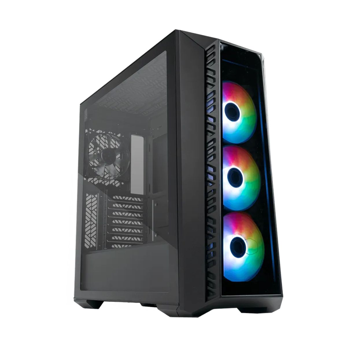 Gabinete COOLER MASTER MB520-WGNN-S01 MasterBox MB520 ARGB con Ventana - panel frontal de vidrio templado, tres ventiladores CF120 ARGB incluidos