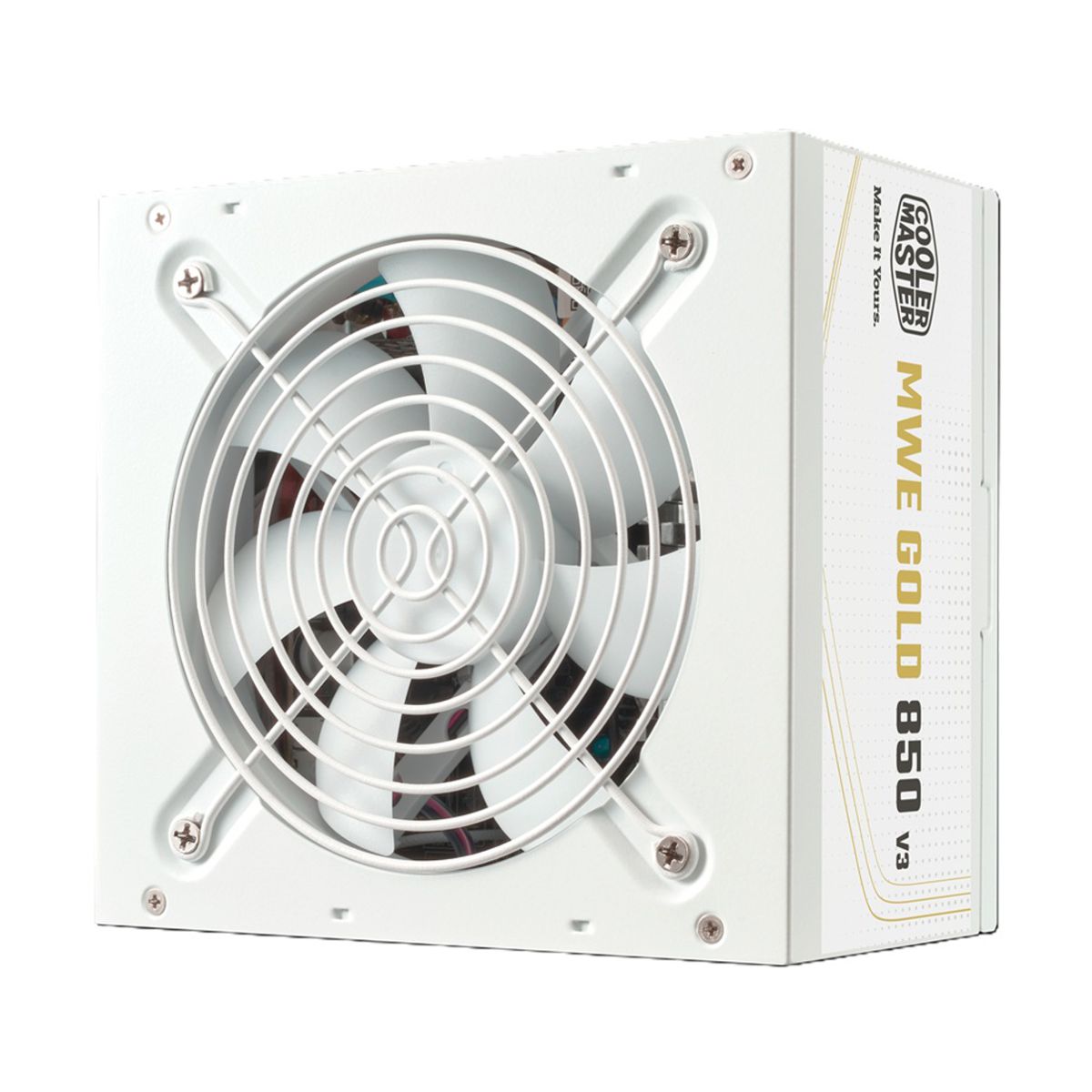 FUENTE DE PODER COOLER MASTER (MPE-8506-ACAG-GUS) MWE 850W,ATX 12V VER 3.1,PFC ACT,NO MODULAR,BLANCA