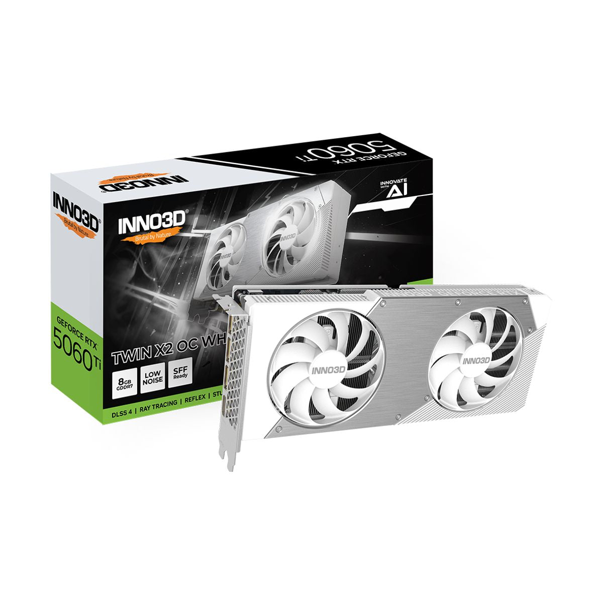 TARJETA DE VIDEO INNO3D NVIDIA GEFORCE RTX 5060TI X2 OC 8GB GDDR7 128BIT PCIe 5.0 3 DP 2.1B WHITE
