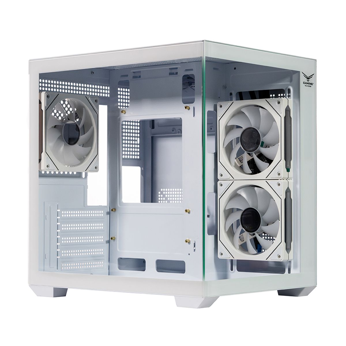 GABINETE NACEB (NA-0636B) STARFALL, MINI ATX, CRISTAL TEMPLADO, 3*VENTILADORES ARGB, BLANCO