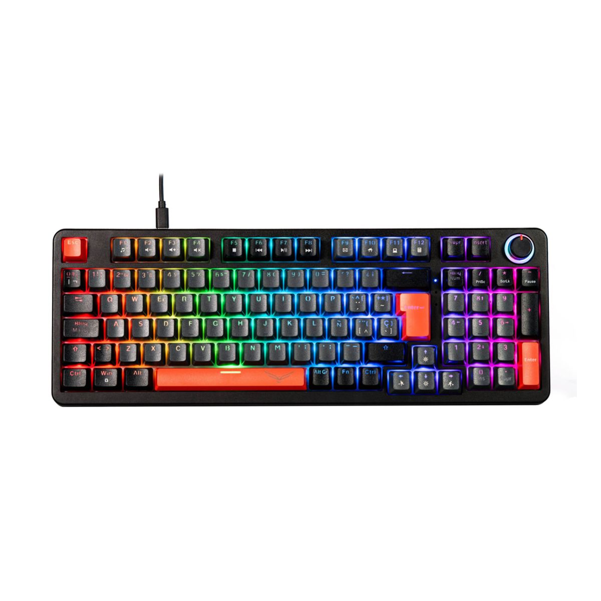 TECLADO MECANICO NACEB (NA-0972N) GAMER, RED PHYTON, SWITCH BROWN, RGB