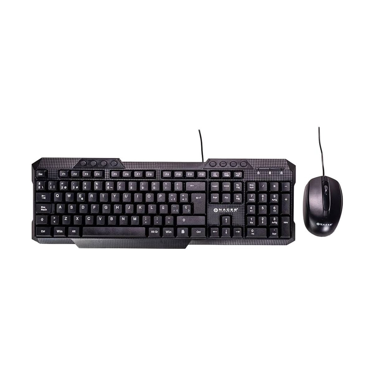 Kit Teclado y Mouse Naceb Technology NA-618N - Estandar, Negro