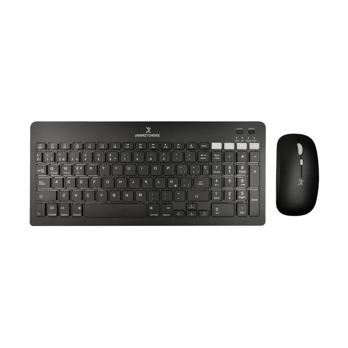 Kit Teclado + Mouse Recargable Inalambrico + BT Zebrary Color Negro | PERFECT CHOICE -