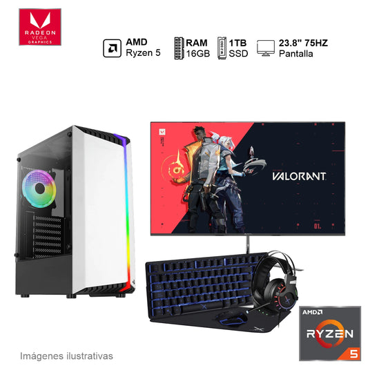 PC Gamer AMD Ryzen 5 5600G 16GB de RAM 1TB SSD 600W WIFI